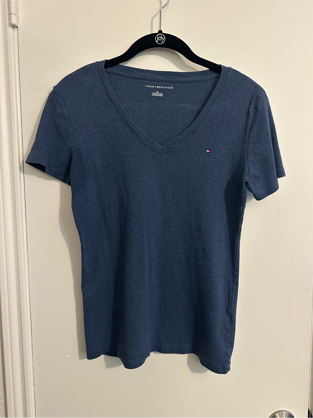 Tommy Hilfiger Women's Dark Blue V-Neck Short Sleeve Tee